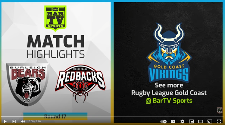 Burleigh Bears v Mudgeeraba Redbacks Round 17 Highlights