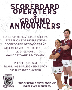 Scoreboard Operators & Ground Announcers Needed!